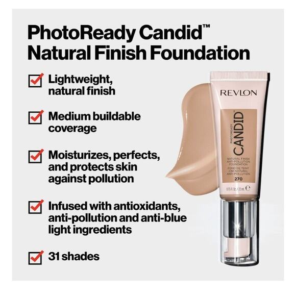 Revlon PhotoReady Candid Natural Finish Anti-Pollution Foundation #500 Almond - Picture 2 of 6